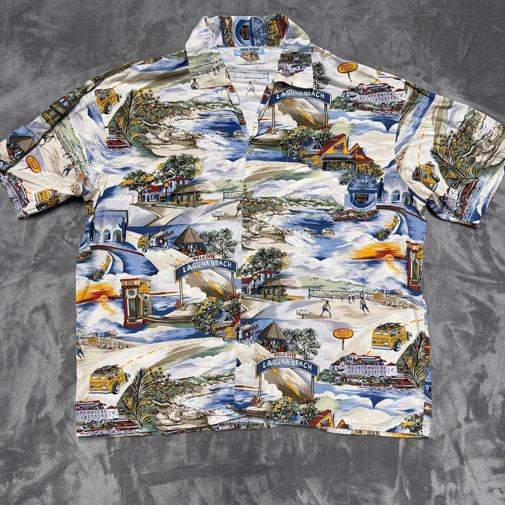 Matt Rider Shirt Mens XL Laguna Beach Aloha Hawaiian Short Sleeve Button USA